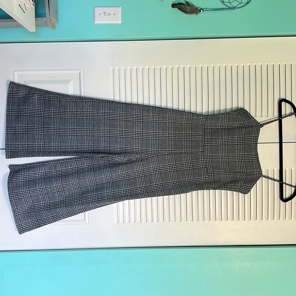 F21|Grey Plaid Jumpsuit